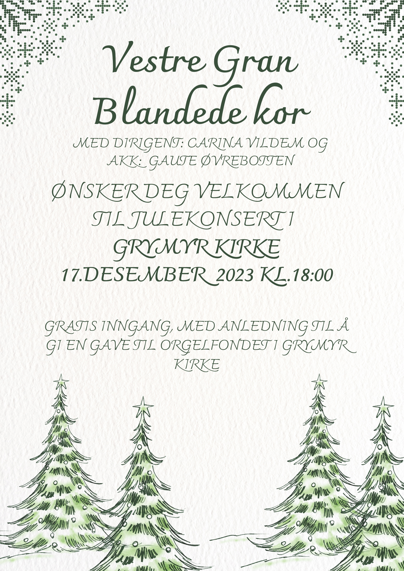 Julekonsert søndag 17. desember 2023